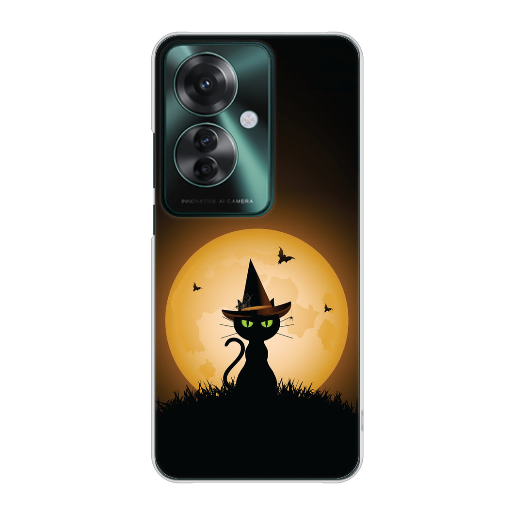 OPPO Reno11 A 高画質仕上げ 背面印刷 ハードケース夜とネコ