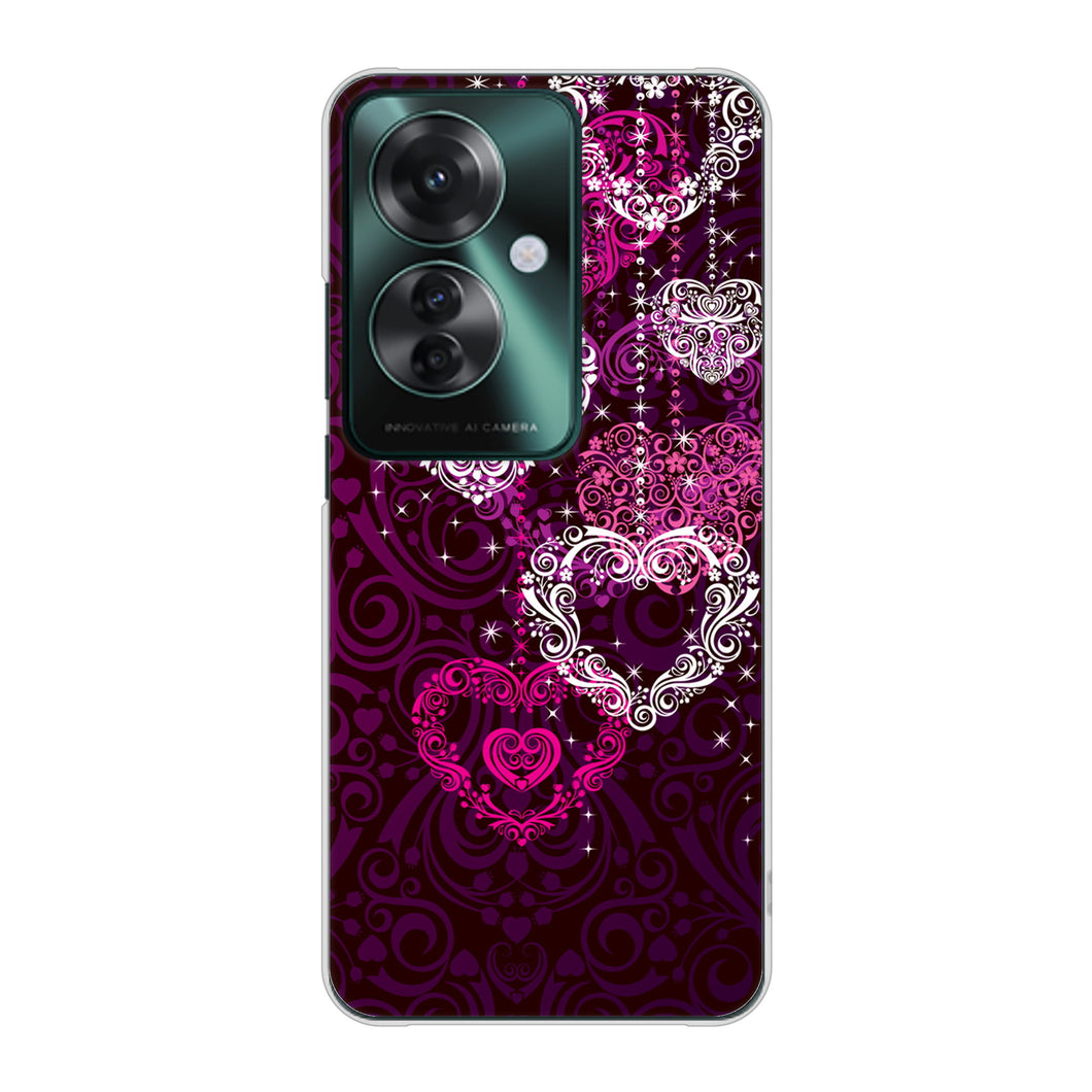 OPPO Reno11 A 高画質仕上げ 背面印刷 ハードケースきらめきハート
