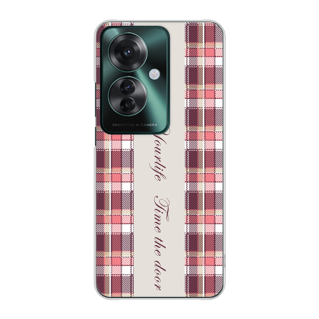 OPPO Reno11 A 高画質仕上げ 背面印刷 ハードケースピンクチェック