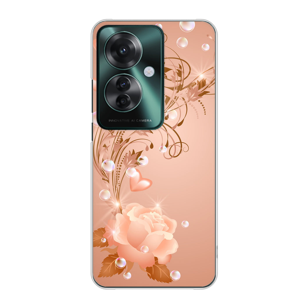 OPPO Reno11 A 高画質仕上げ 背面印刷 ハードケースロマンチックなバラ