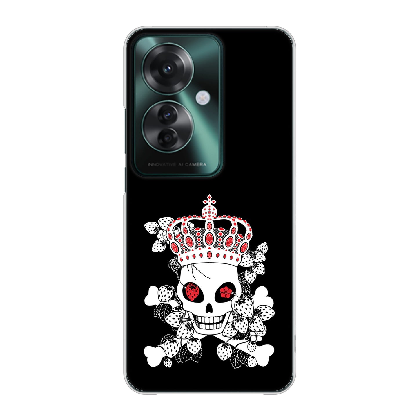 OPPO Reno11 A 高画質仕上げ 背面印刷 ハードケースむかいあぐる 苺骸骨王冠蔦