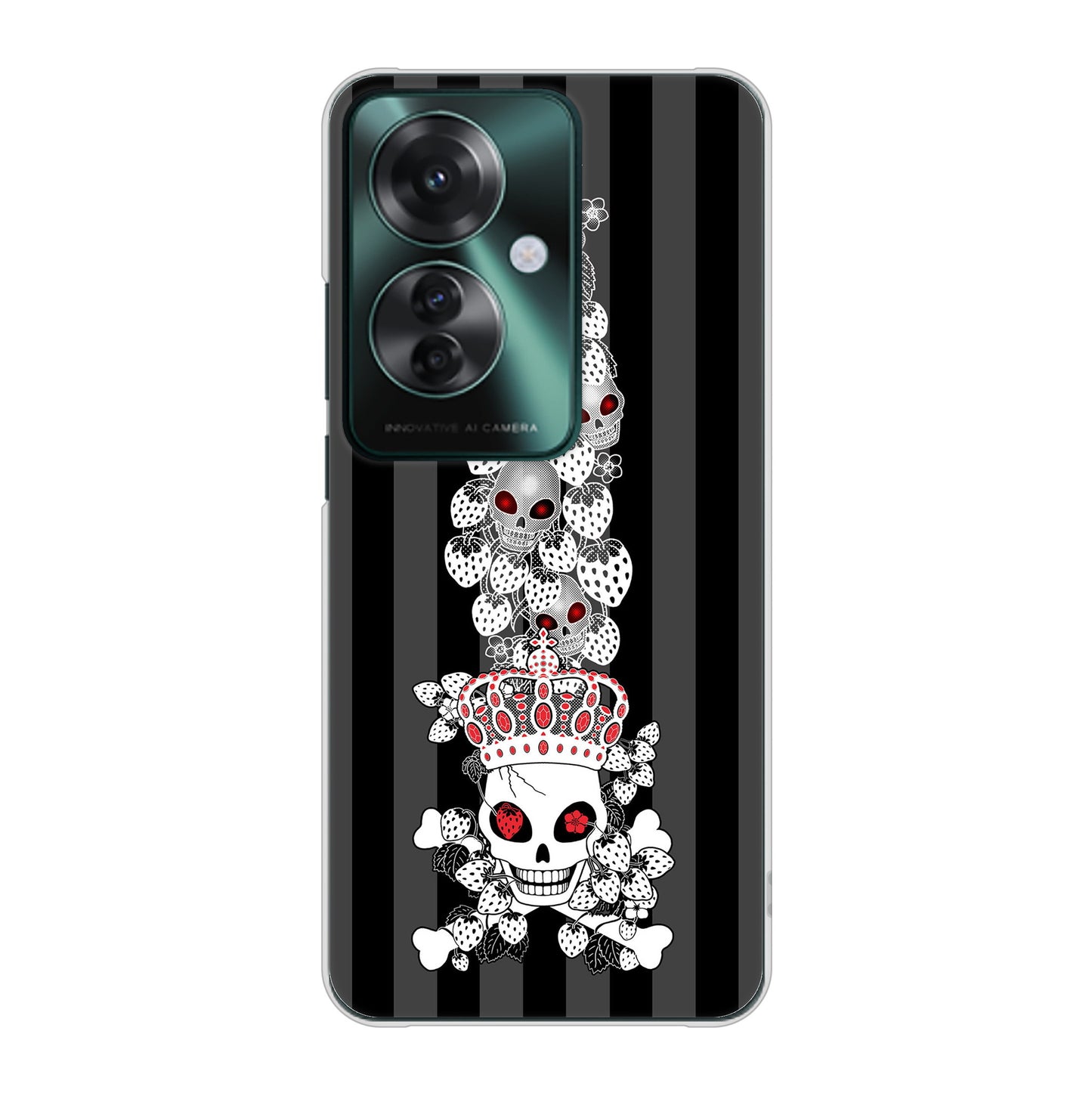 OPPO Reno11 A 高画質仕上げ 背面印刷 ハードケースむかいあぐる 苺骸骨王冠蔦