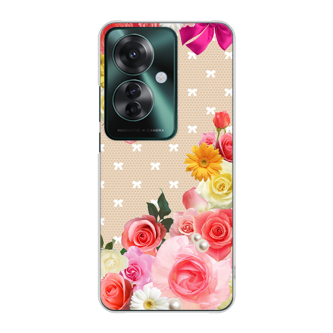 OPPO Reno11 A 高画質仕上げ 背面印刷 ハードケースロマンチックなバラ