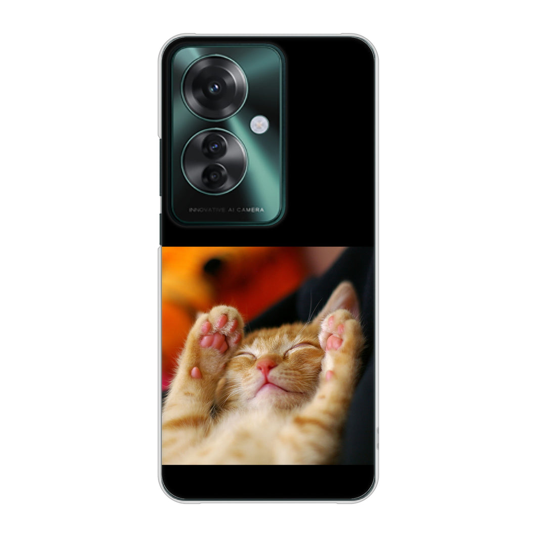 OPPO Reno11 A 高画質仕上げ 背面印刷 ハードケース 【VA804 爆睡するネコ】