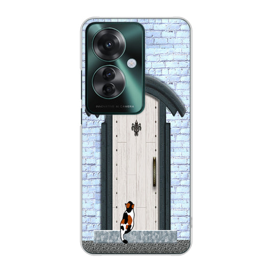 OPPO Reno11 A 高画質仕上げ 背面印刷 ハードケース猫とドア