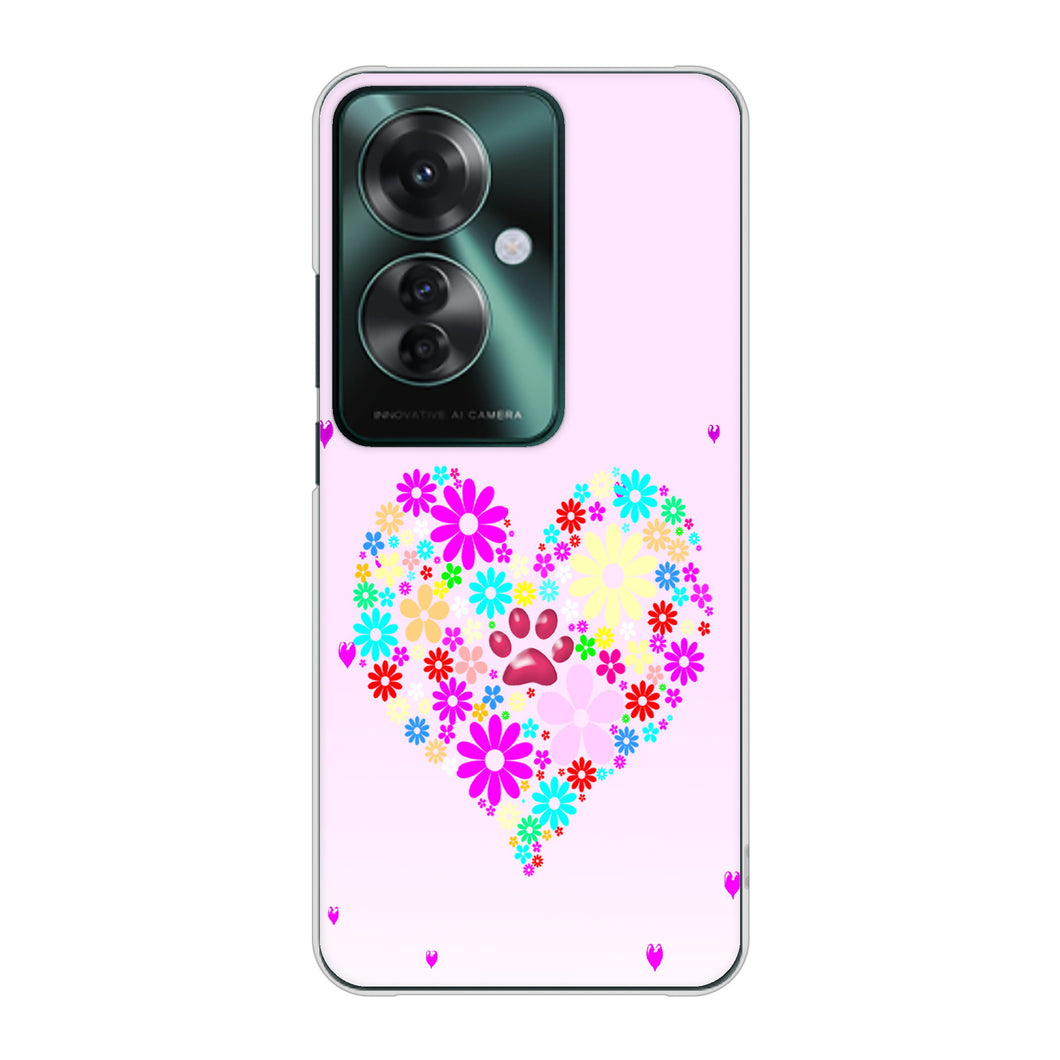 OPPO Reno11 A 高画質仕上げ 背面印刷 ハードケースハートと肉球