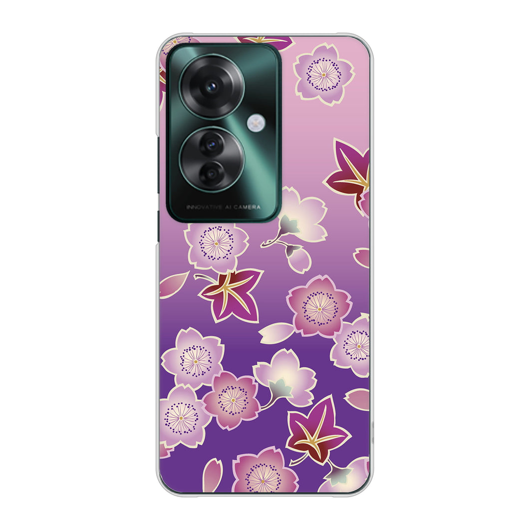 OPPO Reno11 A 高画質仕上げ 背面印刷 ハードケース和花柄