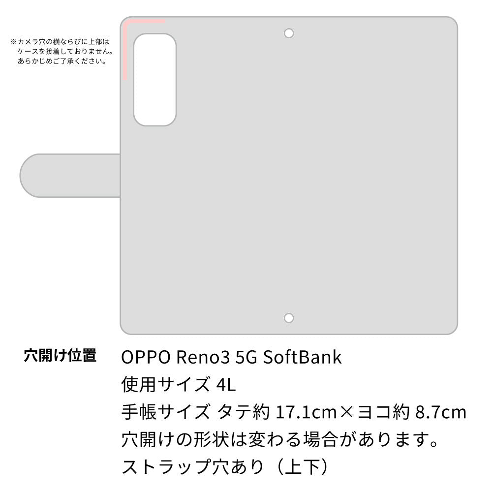 OPPO Reno3 5G SoftBank リップスケッチ 大人かわいい プリント手帳型ケース 耐衝撃