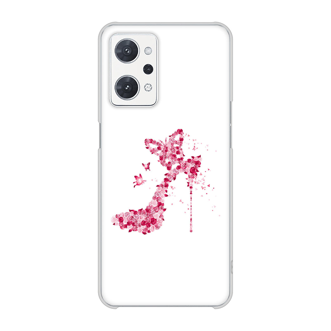 OPPO reno9 A 高画質仕上げ 背面印刷 ハードケース 【387 薔薇のハイヒール】