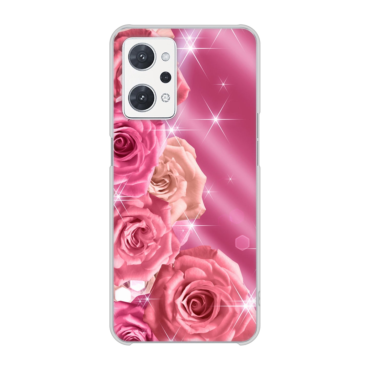 OPPO reno9 A 高画質仕上げ 背面印刷 ハードケース 【1182 ピンクの薔薇に誘われて】
