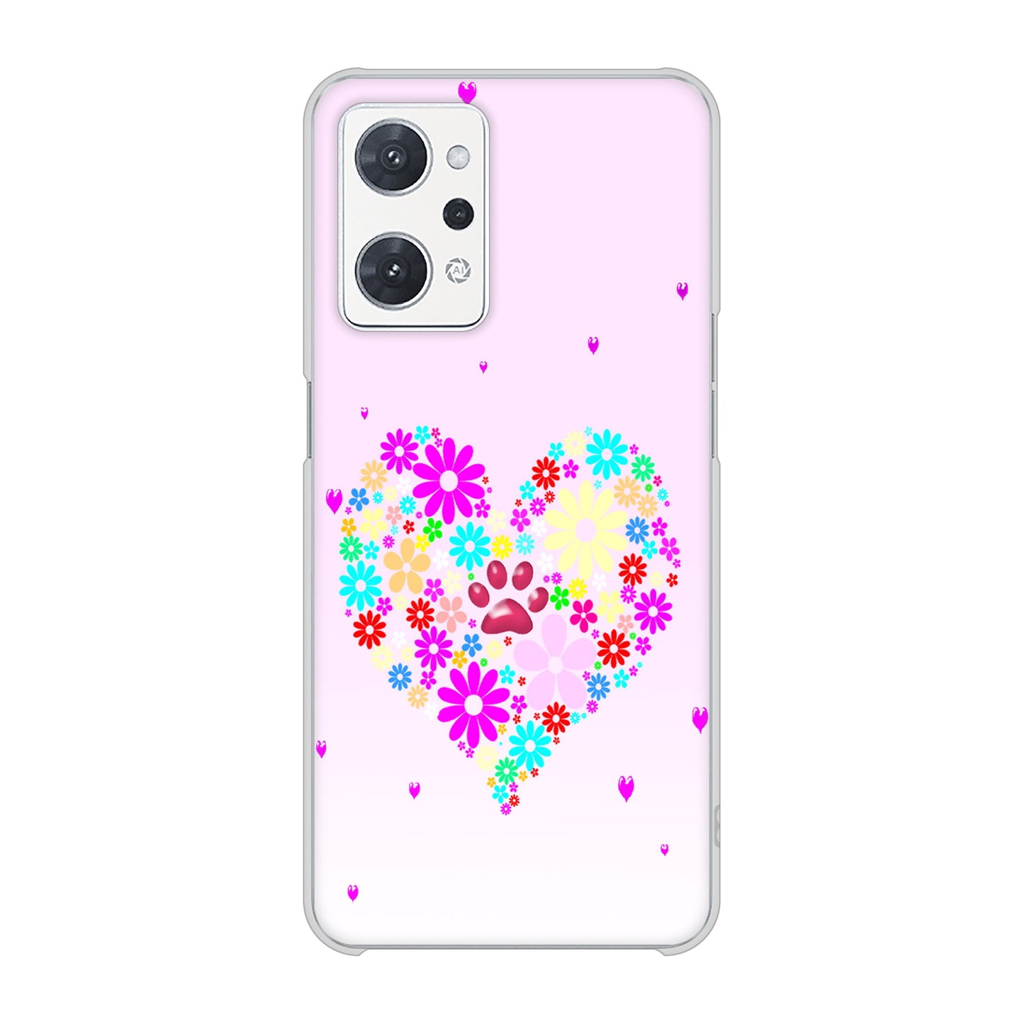 OPPO reno9 A 高画質仕上げ 背面印刷 ハードケースハートと肉球