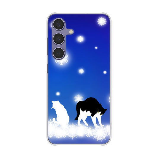 Galaxy S24 SC-51E docomo 高画質仕上げ 背面印刷 ハードケース 【YJ335 雪の結晶 はちわれ】