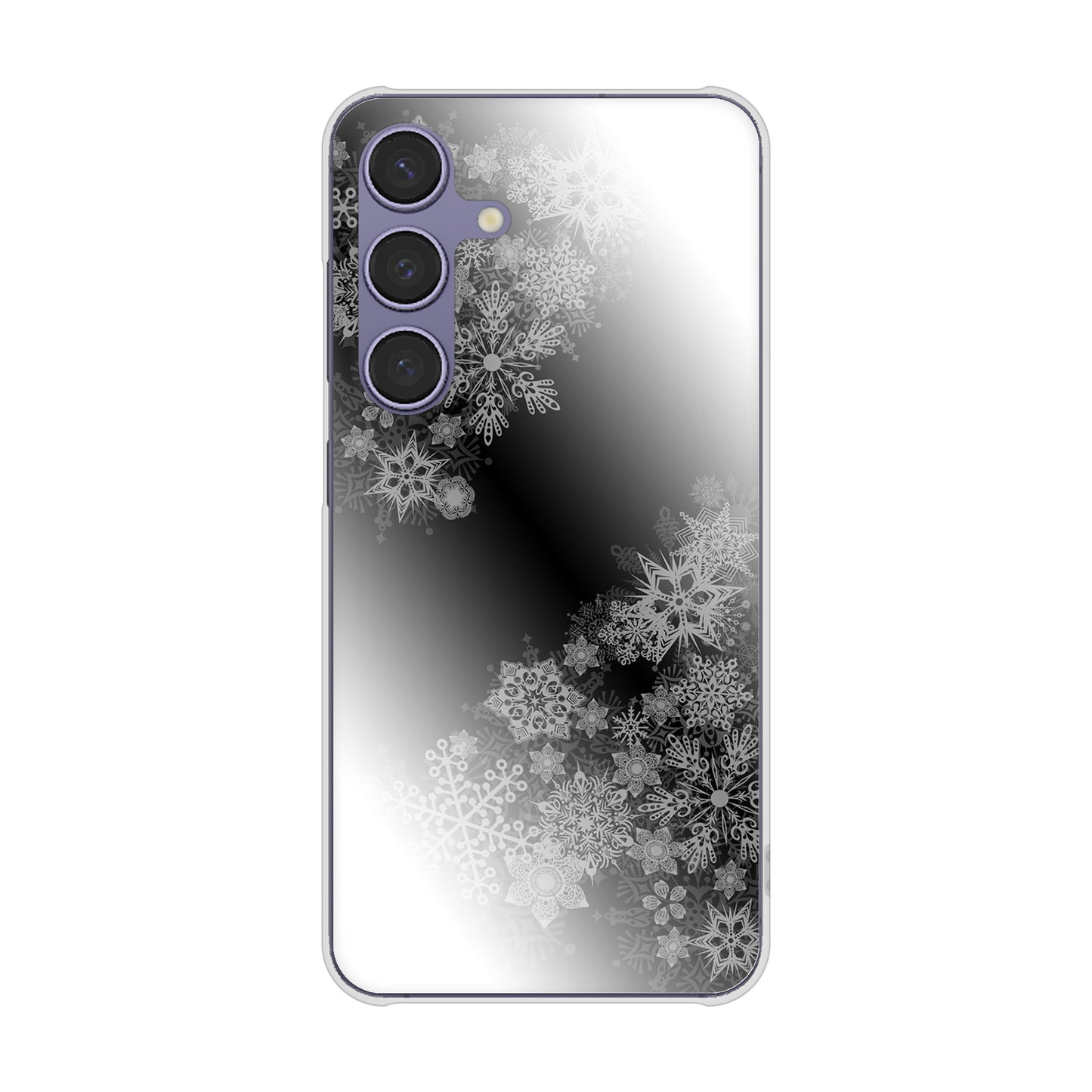 Galaxy S24 SC-51E docomo 高画質仕上げ 背面印刷 ハードケース 【YJ340 モノトーン 雪の結晶 】