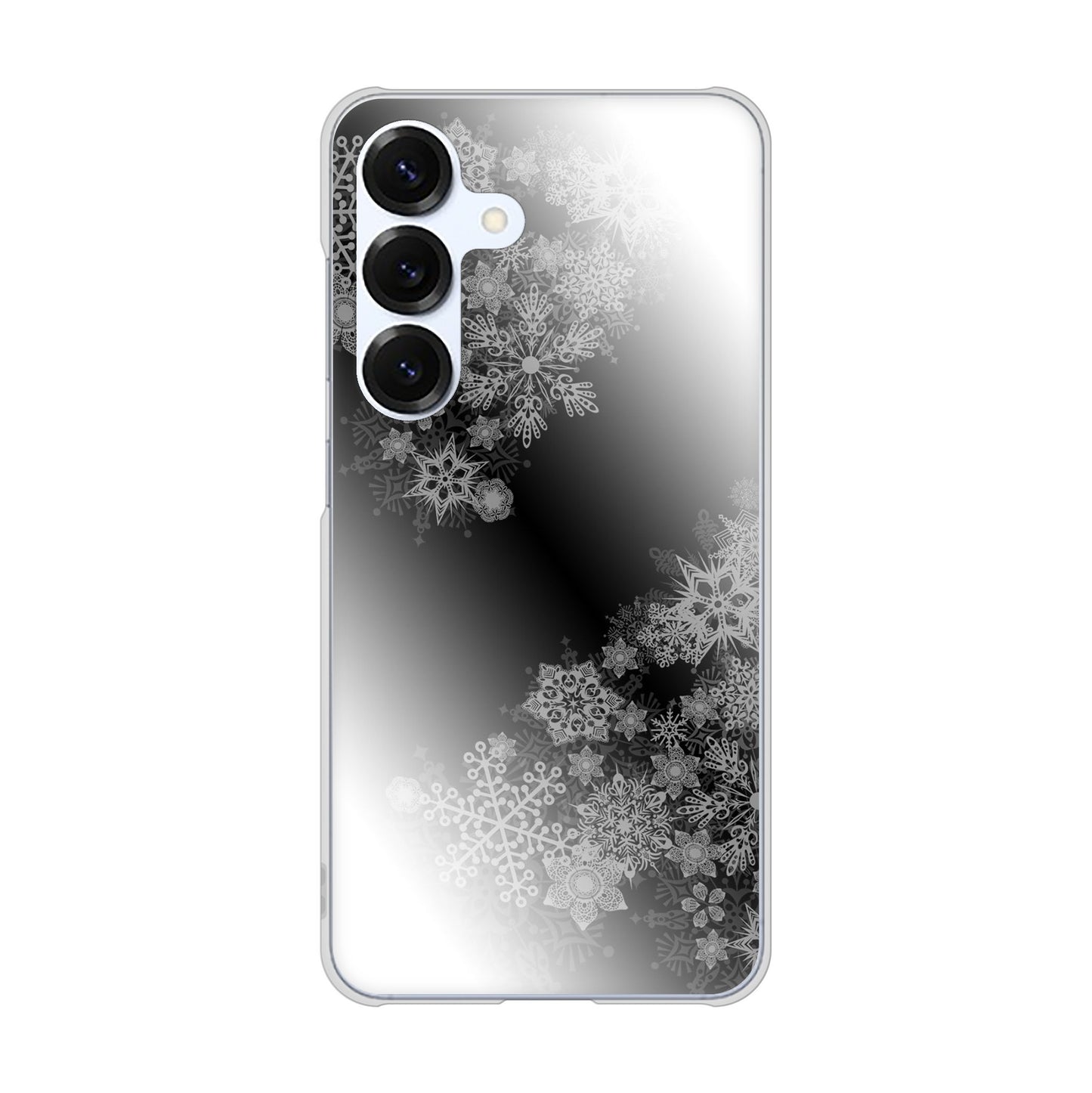 Galaxy S25 SC-51F docomo 高画質仕上げ 背面印刷 ハードケース 【YJ340 モノトーン 雪の結晶 】