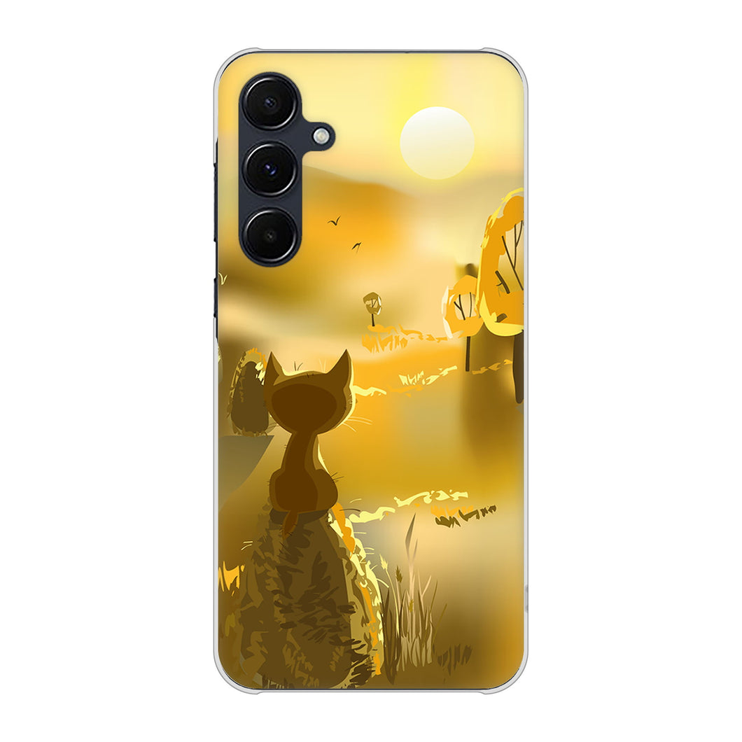 Galaxy A55 5G SC-53E docomo 高画質仕上げ 背面印刷 ハードケース 【400 たそがれの猫】