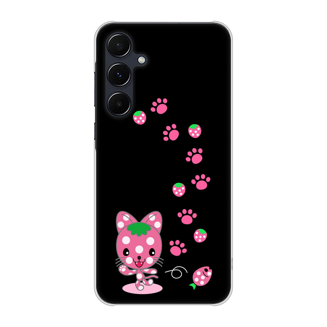 Galaxy A55 5G SC-53E docomo 高画質仕上げ 背面印刷 ハードケースむかいあぐる イチゴ猫のにゃんベリー