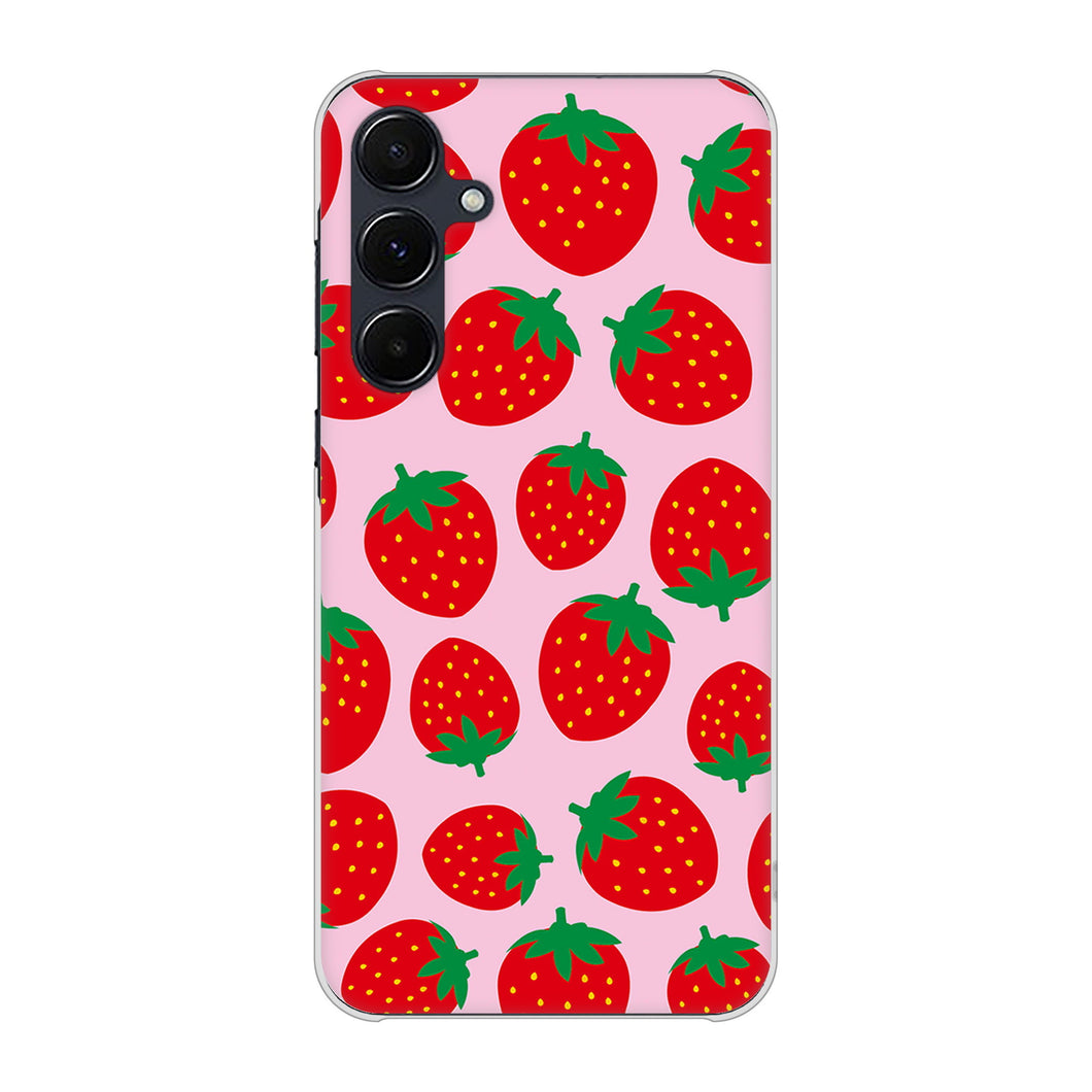 Galaxy A55 5G SC-53E docomo 高画質仕上げ 背面印刷 ハードケース小さいイチゴ模様