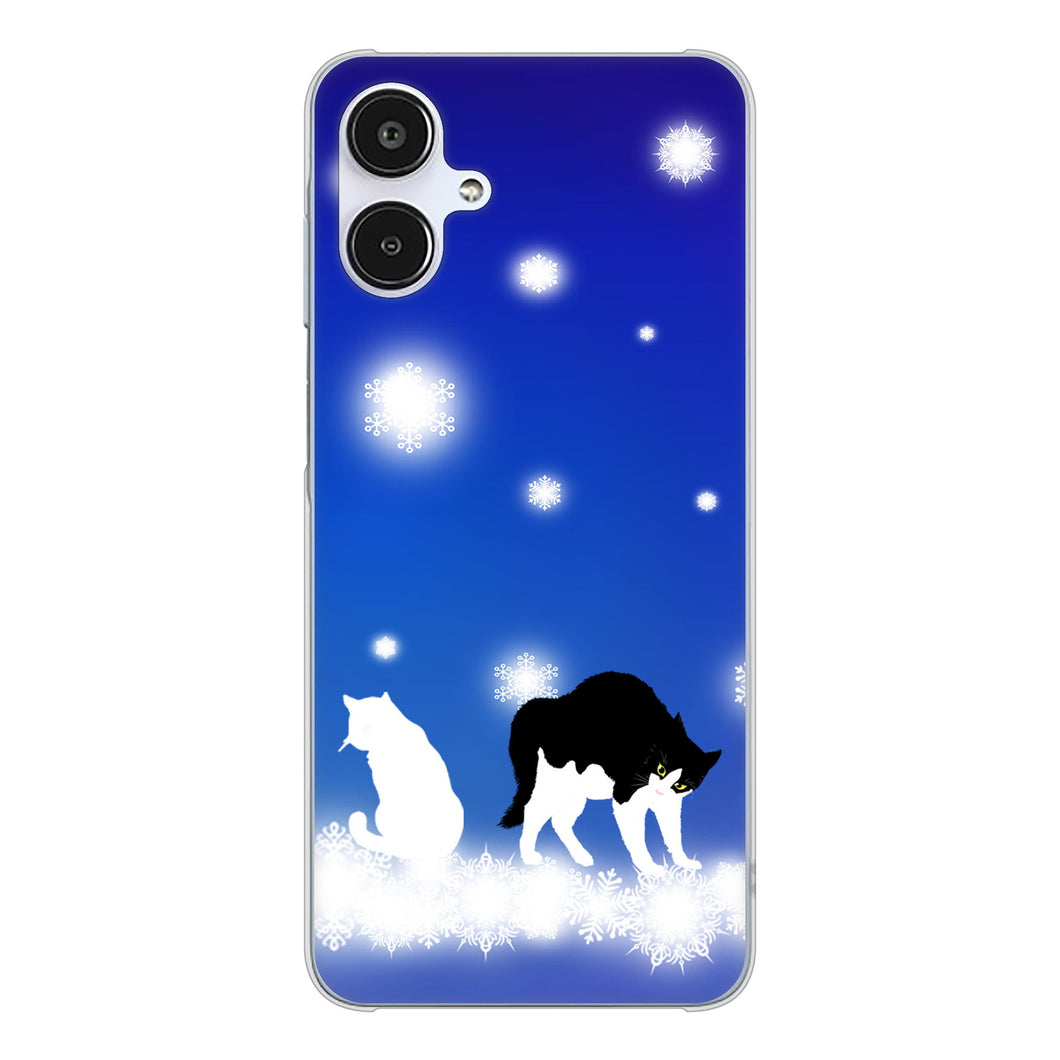 Galaxy A25 5G SC-53F docomo 高画質仕上げ 背面印刷 ハードケース 【YJ335 雪の結晶 はちわれ】