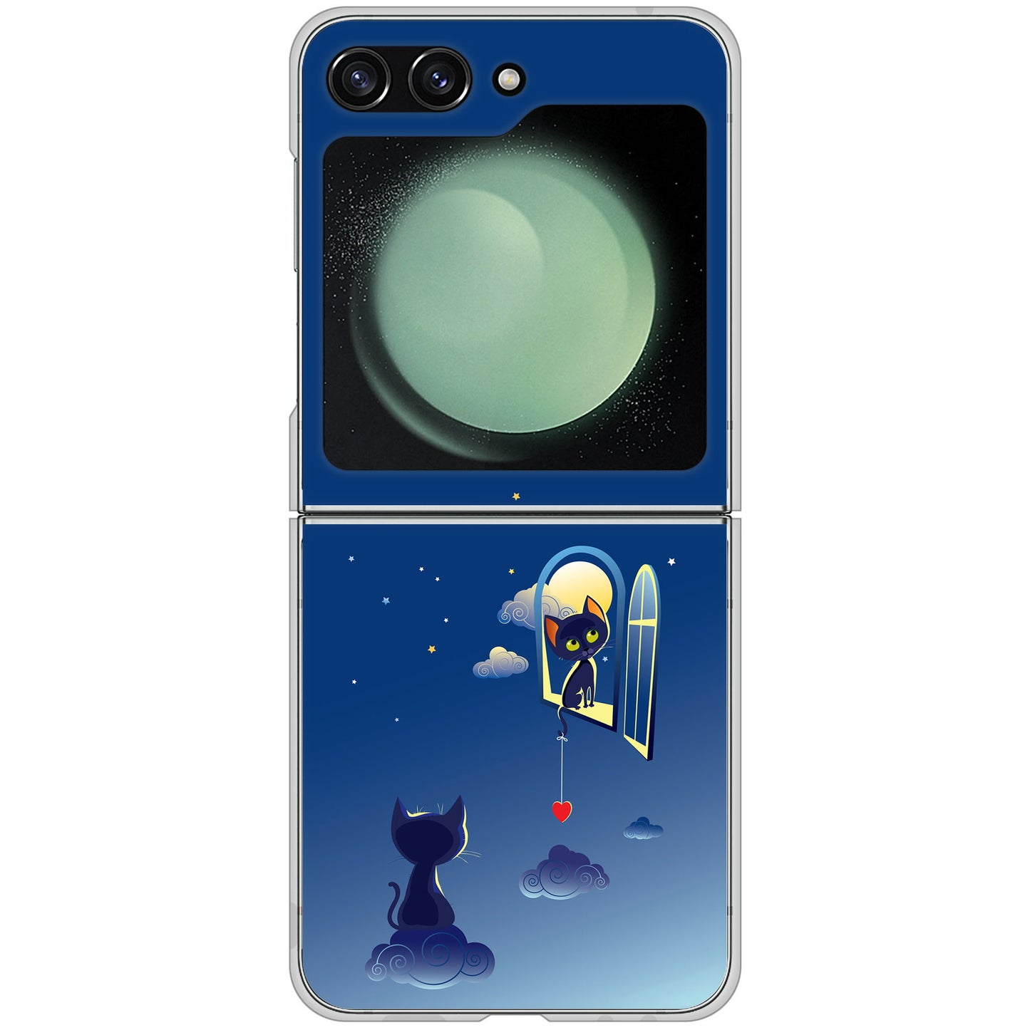 Galaxy Z Flip5 SC-54D docomo 高画質仕上げ 背面印刷 ハードケース夜とネコ