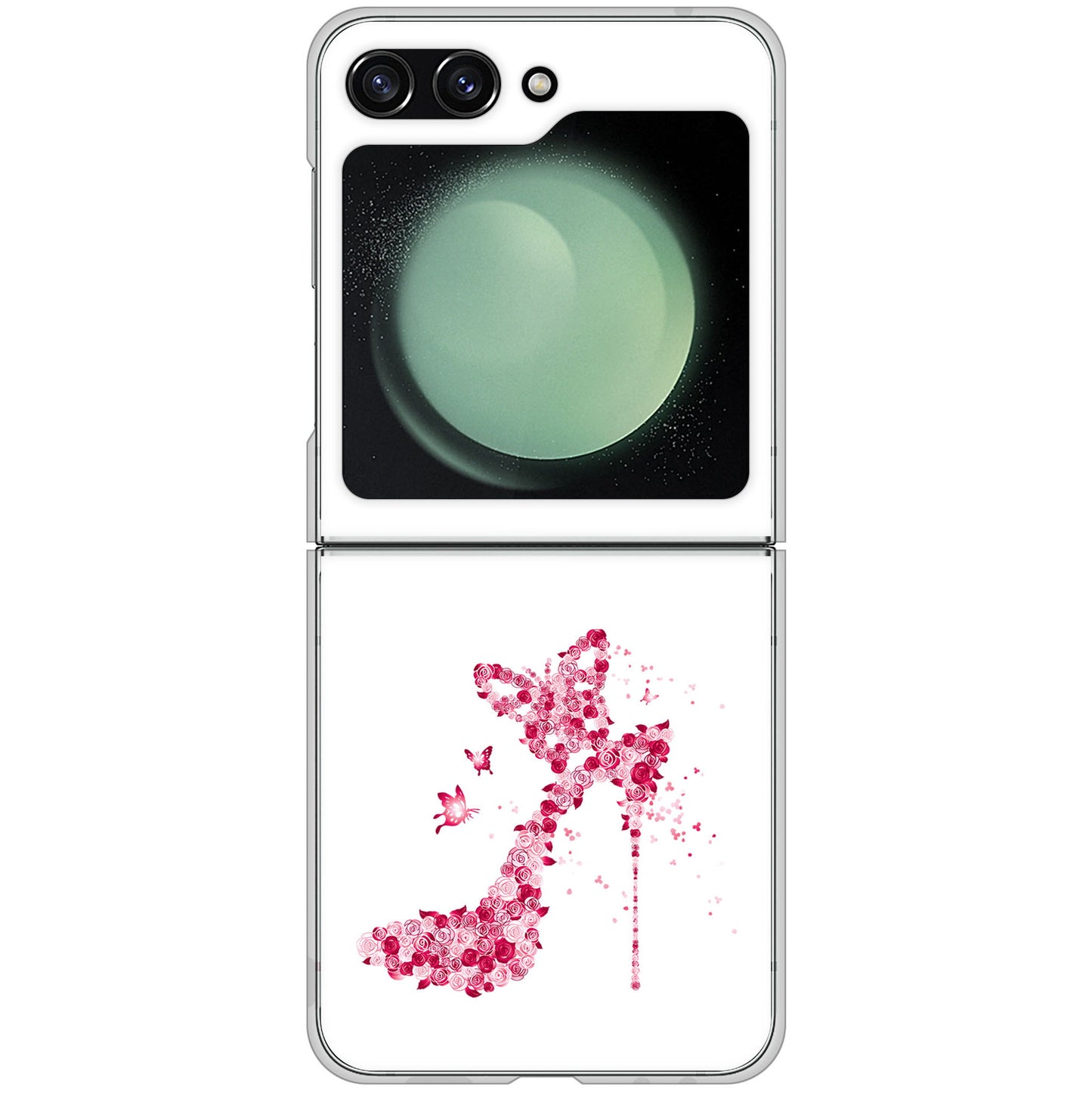 Galaxy Z Flip5 SC-54D docomo 高画質仕上げ 背面印刷 ハードケース 【387 薔薇のハイヒール】