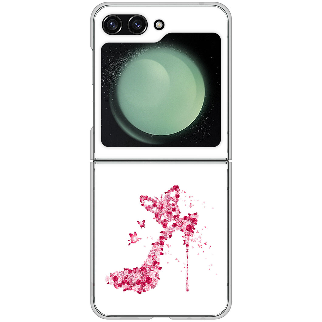 Galaxy Z Flip5 SC-54D docomo 高画質仕上げ 背面印刷 ハードケース 【387 薔薇のハイヒール】