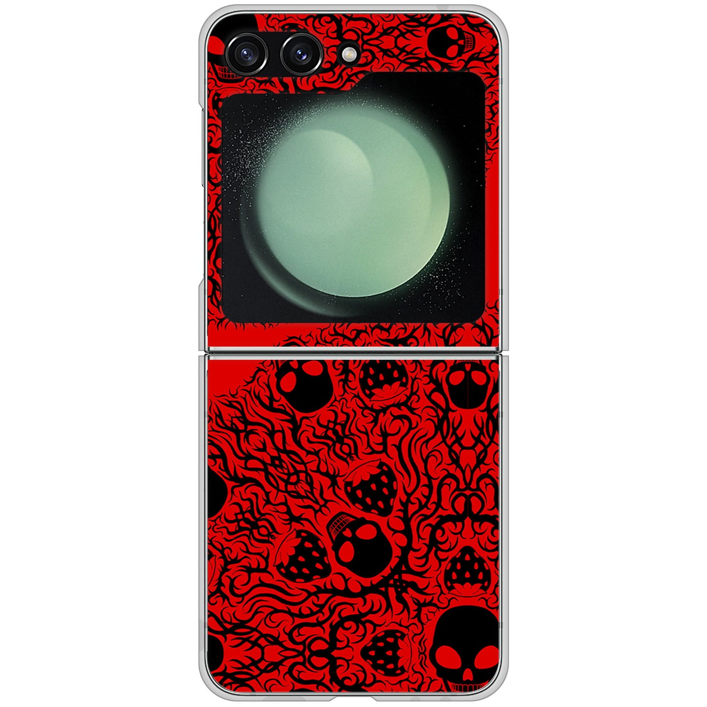 Galaxy Z Flip5 SC-54D docomo 高画質仕上げ 背面印刷 ハードケースむかいあぐる 苺骸骨曼荼羅