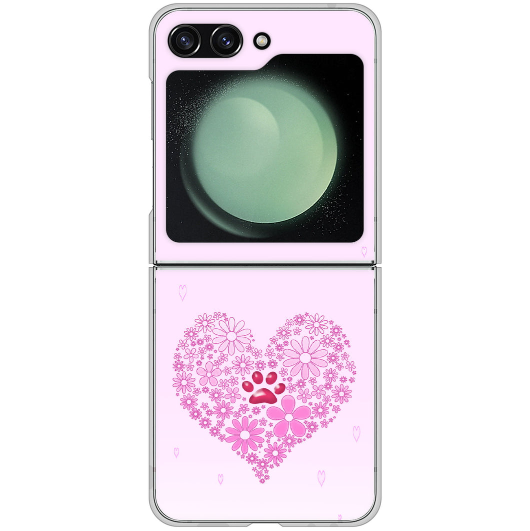Galaxy Z Flip5 SC-54D docomo 高画質仕上げ 背面印刷 ハードケースハートと肉球