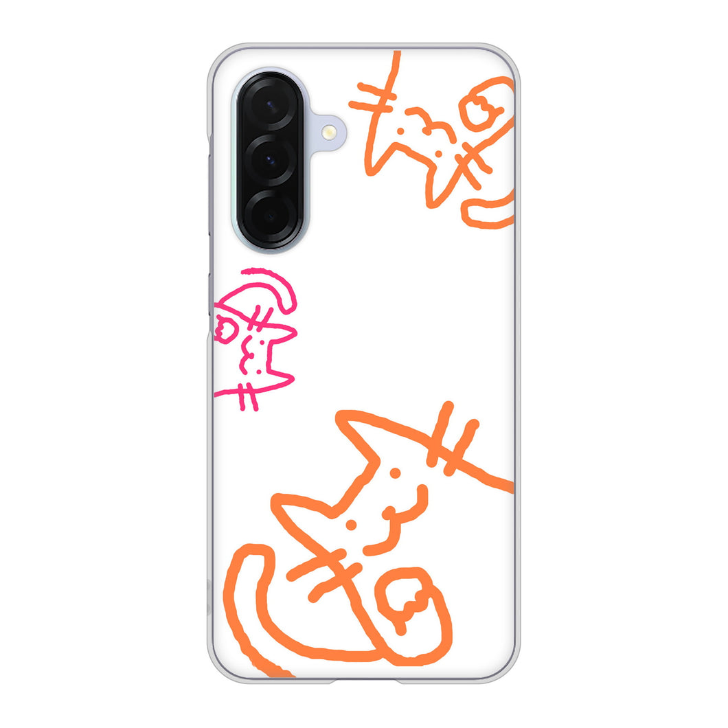 Galaxy A36 5G SC-54F docomo 高画質仕上げ 背面印刷 ハードケース 【1098 手まねきする3匹のネコ】
