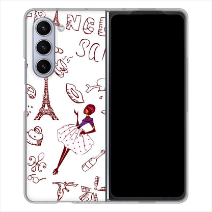Galaxy Z Fold5 SC-55D docomo 高画質仕上げ 背面印刷 ハードケースLOVE フランス