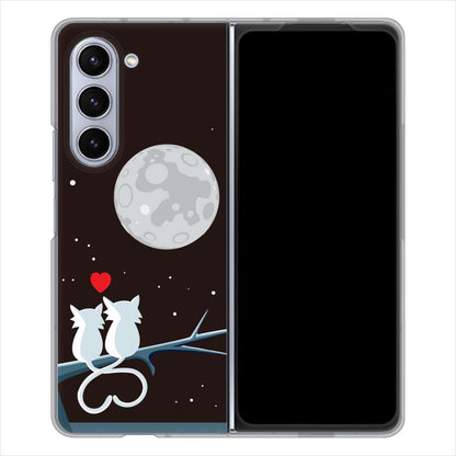 Galaxy Z Fold5 SC-55D docomo 高画質仕上げ 背面印刷 ハードケース夜とネコ