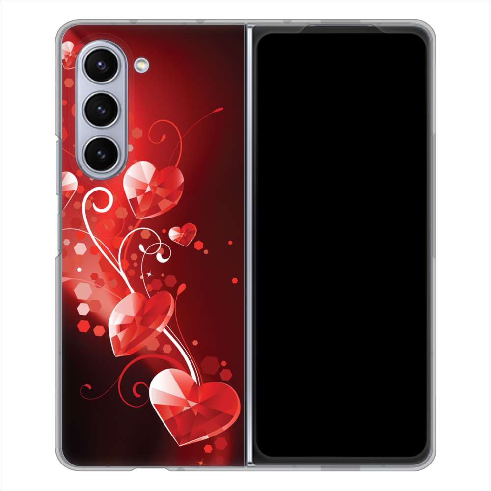 Galaxy Z Fold5 SC-55D docomo 高画質仕上げ 背面印刷 ハードケースきらめきハート