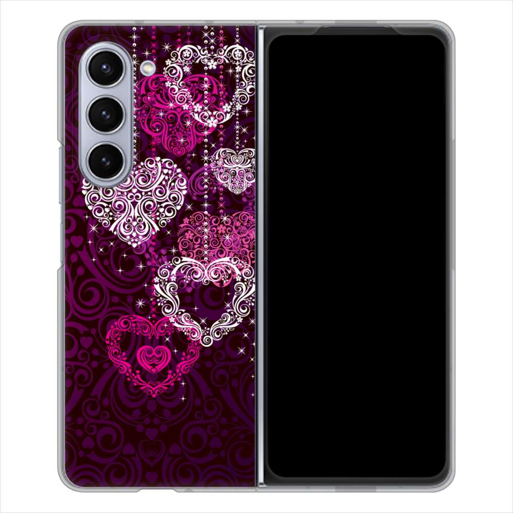 Galaxy Z Fold5 SC-55D docomo 高画質仕上げ 背面印刷 ハードケースきらめきハート
