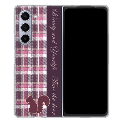 Galaxy Z Fold5 SC-55D docomo 高画質仕上げ 背面印刷 ハードケースピンクチェック