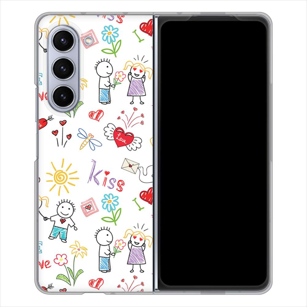 Galaxy Z Fold5 SC-55D docomo 高画質仕上げ 背面印刷 ハードケースカップル＆ファミリー