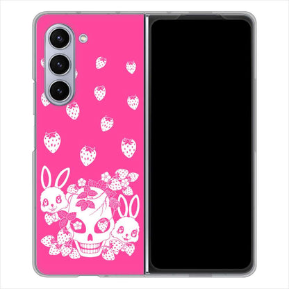 Galaxy Z Fold5 SC-55D docomo 高画質仕上げ 背面印刷 ハードケースむかいあぐる 苺兎