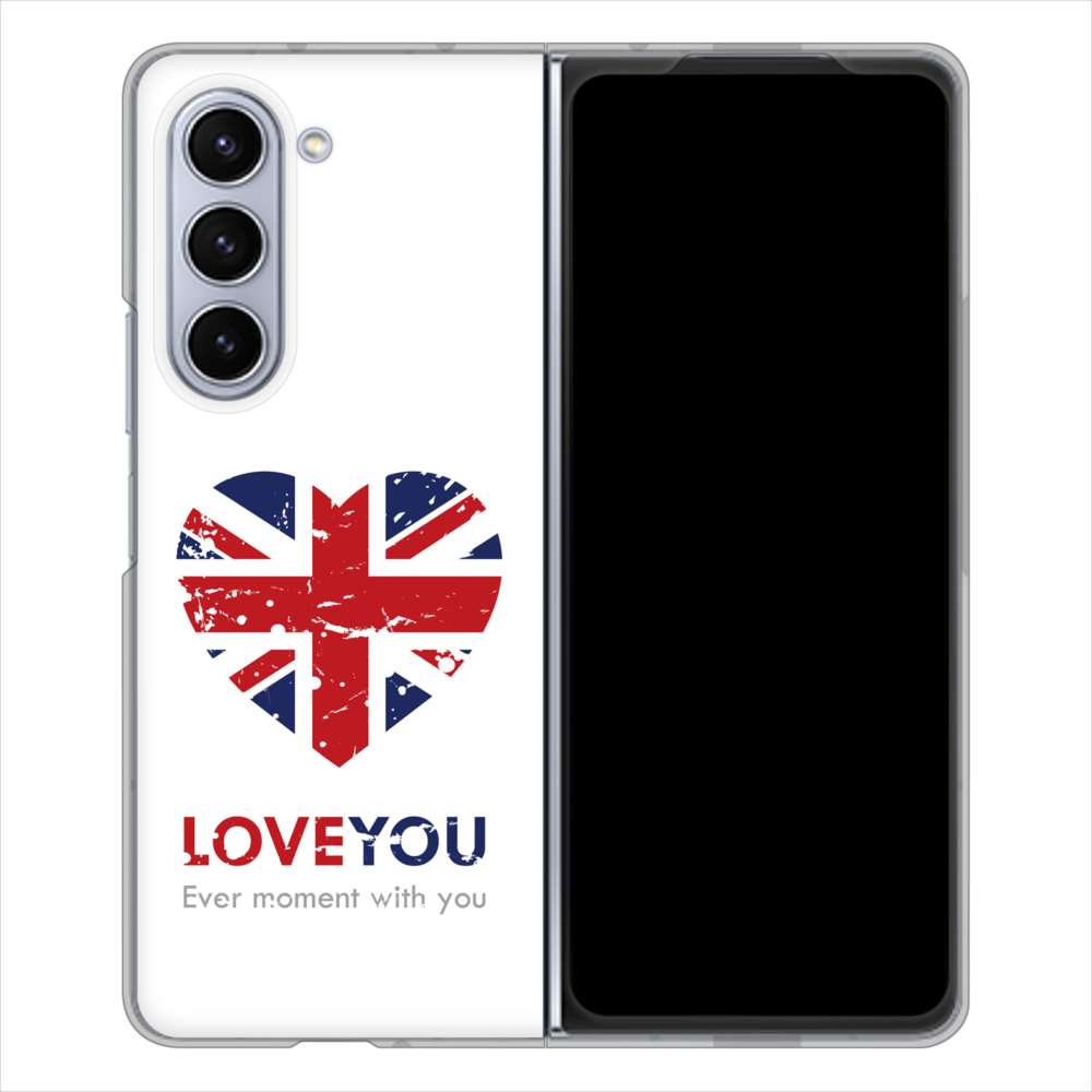 Galaxy Z Fold5 SC-55D docomo 高画質仕上げ 背面印刷 ハードケースユニオンジャックハート