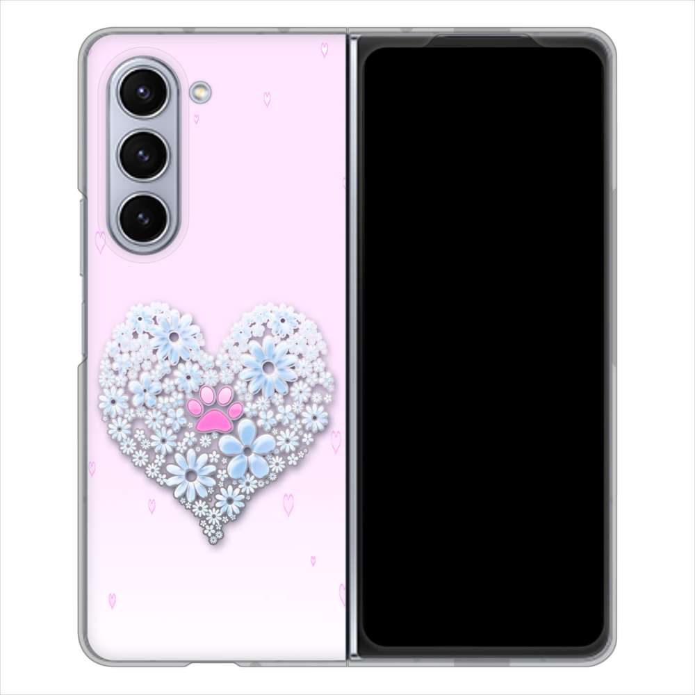 Galaxy Z Fold5 SC-55D docomo 高画質仕上げ 背面印刷 ハードケースハートと肉球