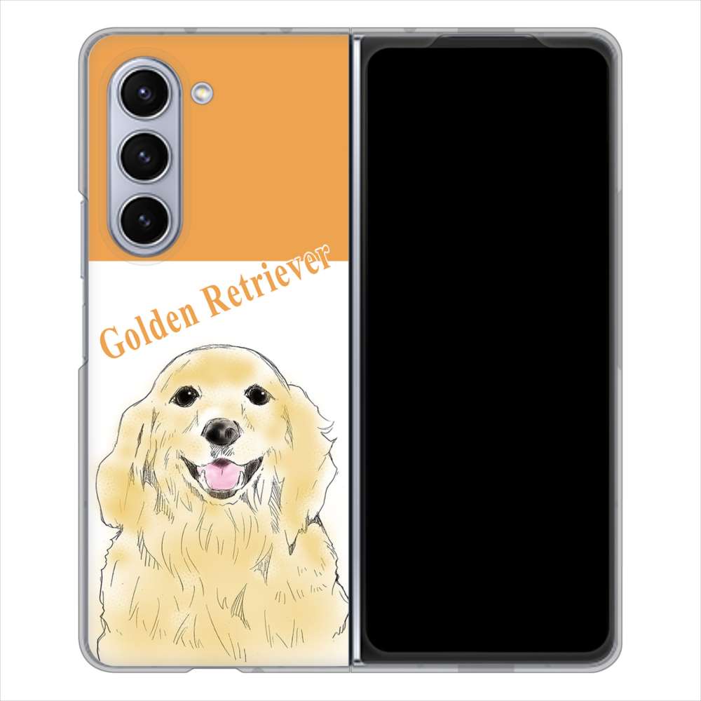 Galaxy Z Fold5 SC-55D docomo 高画質仕上げ 背面印刷 ハードケースゴールデンレトリバー