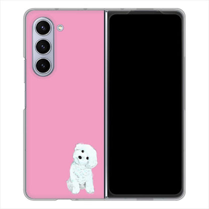 Galaxy Z Fold5 SC-55D docomo 高画質仕上げ 背面印刷 ハードケーストイプードルホワイト