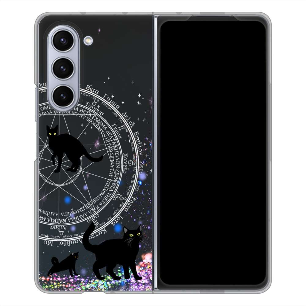 Galaxy Z Fold5 SC-55D docomo 高画質仕上げ 背面印刷 ハードケース魔法陣猫