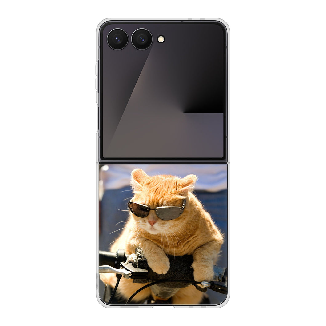 Galaxy Z Flip7 SC-55F docomo 高画質仕上げ 背面印刷 ハードケース 【595 にゃんとサイクル】