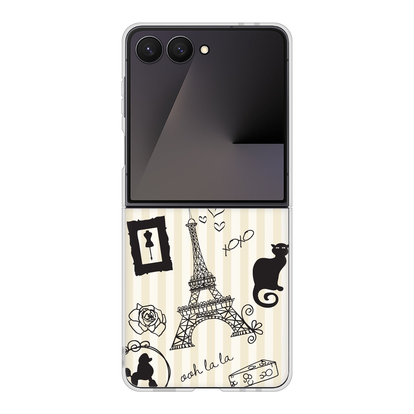 Galaxy Z Flip7 SC-55F docomo 高画質仕上げ 背面印刷 ハードケースLOVE フランス