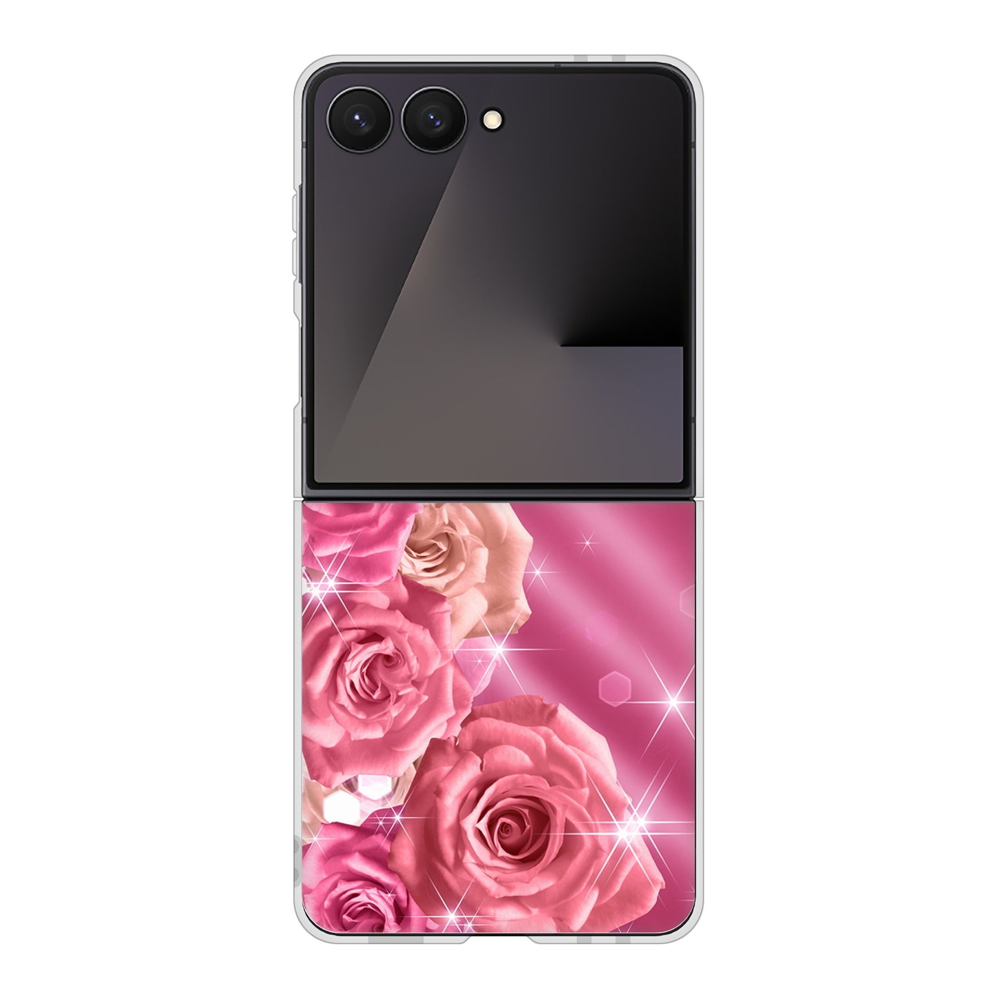 Galaxy Z Flip7 SC-55F docomo 高画質仕上げ 背面印刷 ハードケース 【1182 ピンクの薔薇に誘われて】