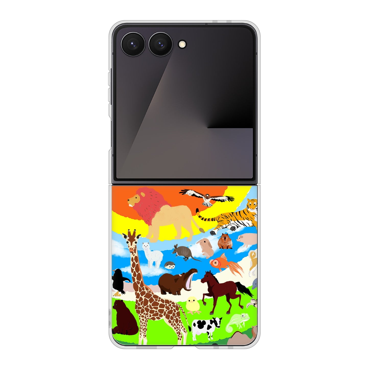 Galaxy Z Flip7 SC-55F docomo 高画質仕上げ 背面印刷 ハードケース 【YJ201 アニマルプラネット】