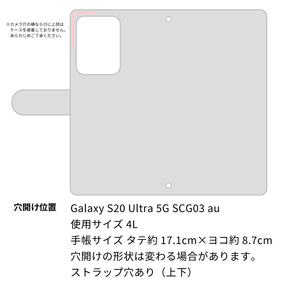 Galaxy S20 Ultra 5G SCG03 au クリアプリントブラックタイプ 手帳型ケース 耐衝撃