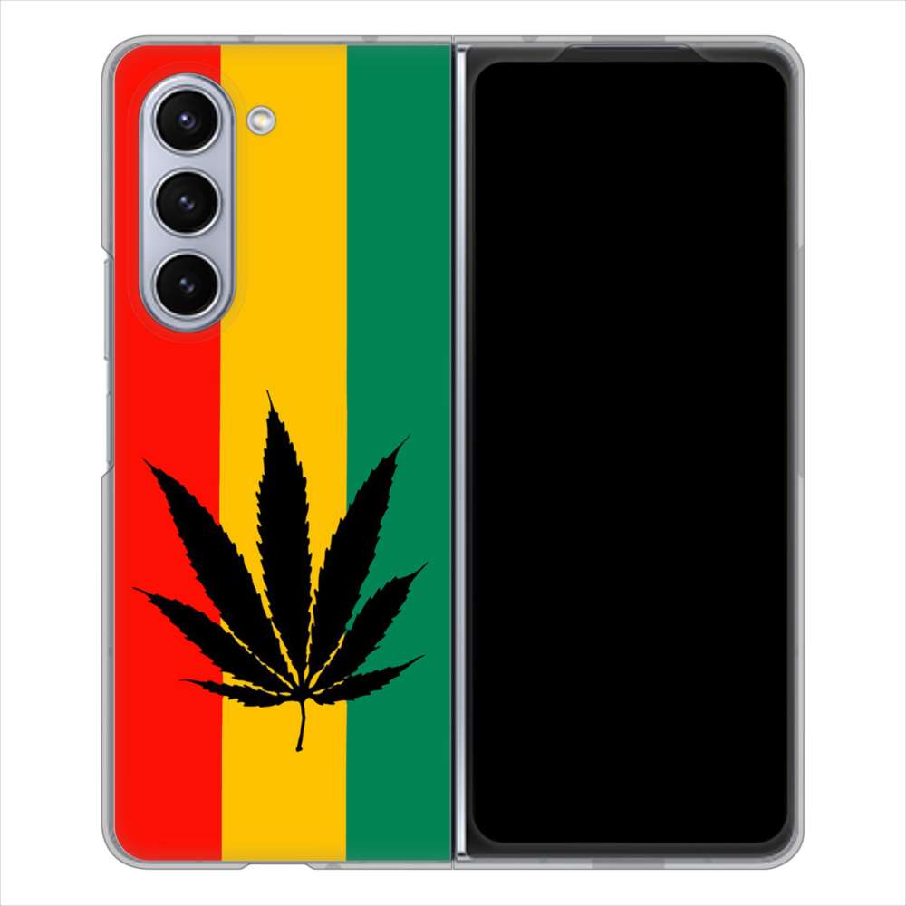 Galaxy Z Fold5 SCG22 au 高画質仕上げ 背面印刷 ハードケース 【083 大麻ラスタカラー】