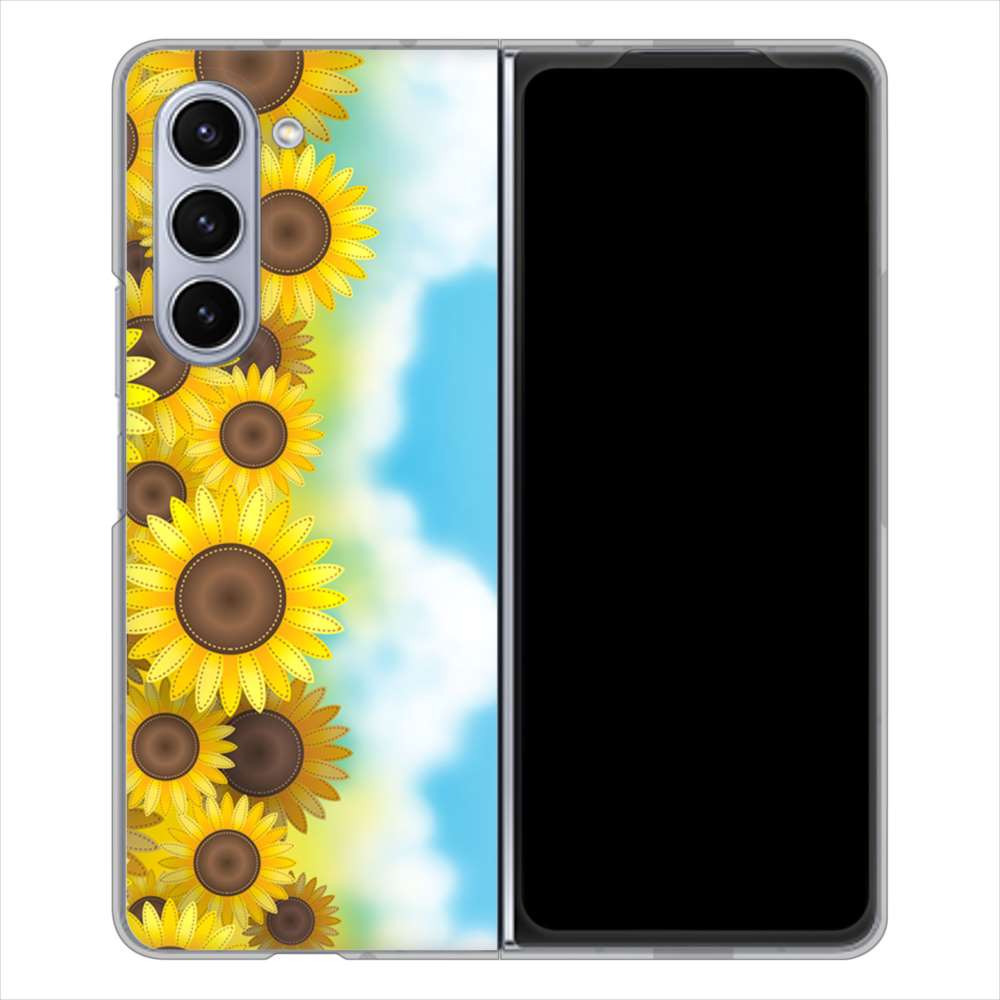 Galaxy Z Fold5 SCG22 au 高画質仕上げ 背面印刷 ハードケース 【148 ひまわり畑】