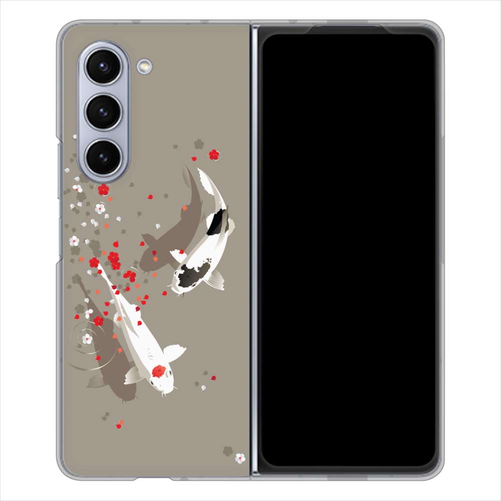 Galaxy Z Fold5 SCG22 au 高画質仕上げ 背面印刷 ハードケース 【367 よりそう鯉】