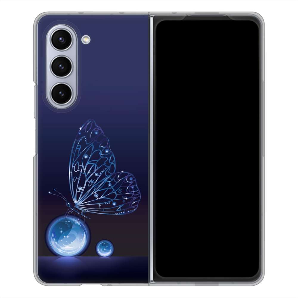 Galaxy Z Fold5 SCG22 au 高画質仕上げ 背面印刷 ハードケースバタフライ