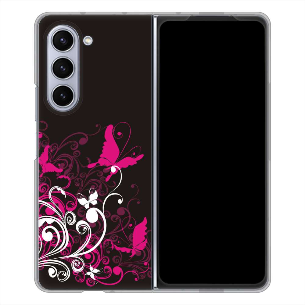 Galaxy Z Fold5 SCG22 au 高画質仕上げ 背面印刷 ハードケースバタフライ